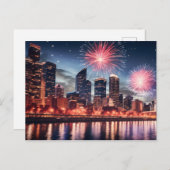 Vuurwerk in nachtelijke stad briefkaart (Voorkant / Achterkant)