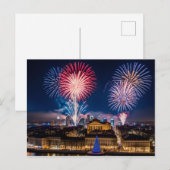 Vuurwerk in nachtelijke stad briefkaart (Voorkant / Achterkant)