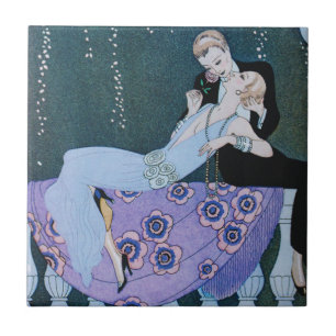 Vuurwerk in Parijs Art Deco Tile Tegeltje