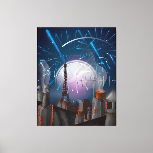 Vuurwerk in Parijs Canvas Afdruk (Voorkant)