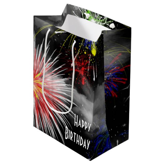 Vuurwerk in wolken medium cadeauzakje (Voorkant Gekanteld)