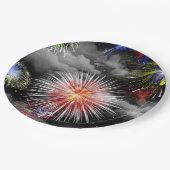Vuurwerk in wolken papieren bordje (Gekanteld)