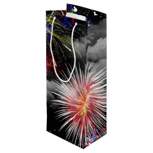 vuurwerk in wolken wijn cadeautas (Achterkant Gekanteld)
