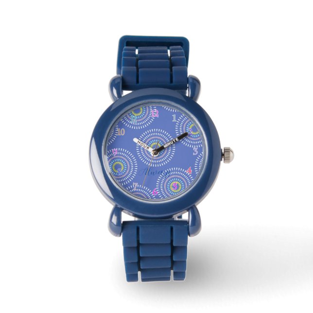 Vuurwerk Japans Blauw Horloge (Voorkant)