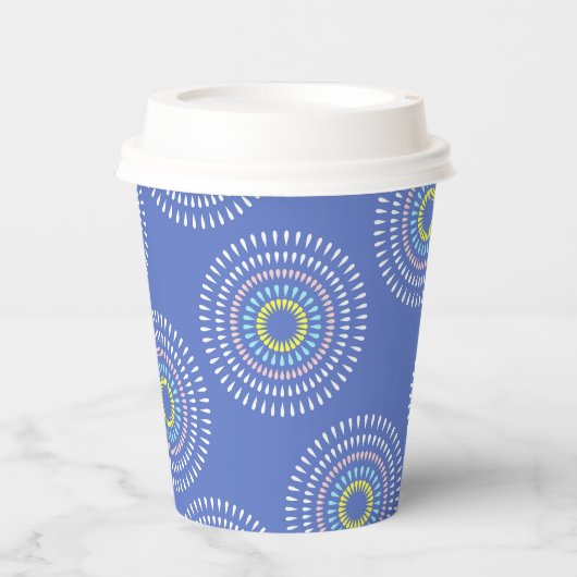 Vuurwerk Japans Blauw Papieren Bekers (Voorkant)