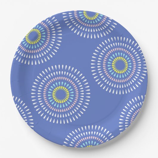 Vuurwerk Japans Blauw Papieren Bordje (Voorkant)