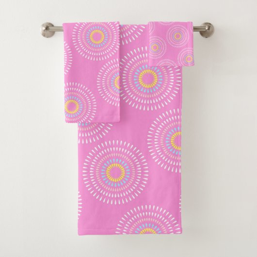 Vuurwerk Japans Roze Bad Handdoek (Insitu)