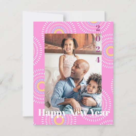 Vuurwerk Japans Roze Notitiekaartje (Voorkant)