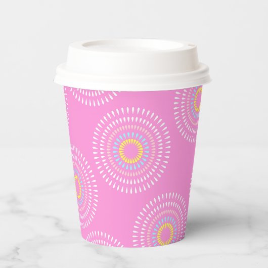 Vuurwerk Japans Roze Papieren Bekers (Voorkant)