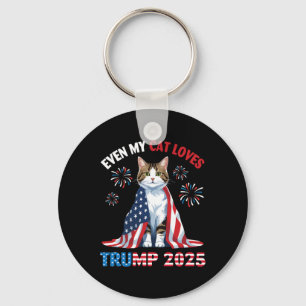 Vuurwerk Kat Draagt Us Vlag Zelfs Mijn Kat Houdt V Sleutelhanger