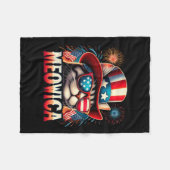 Vuurwerk Kat Grappig Patriottisch Kitty Kat Meowic Fleece Deken (Voorkant (Horizontaal))