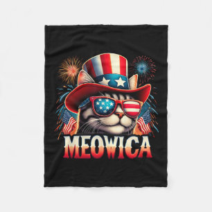 Vuurwerk Kat Grappig Patriottisch Kitty Kat Meowic Fleece Deken