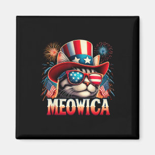 Vuurwerk Kat Grappig Patriottisch Kitty Kat Meowic Magneet