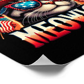 Vuurwerk Kat Grappige Patriottische Kitty Kat Meow Poster (Hoek)