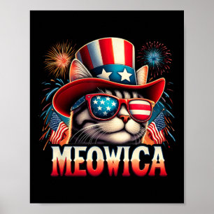 Vuurwerk Kat Grappige Patriottische Kitty Kat Meow Poster