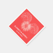 Vuurwerk, Koraalrode Achtergrond, Naammonogram Servet (Hoek)