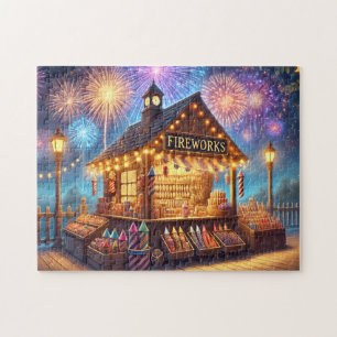 Vuurwerk Kraam Festieve Markt Familie 4 juli Legpuzzel