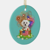 Vuurwerk Maltese hond 4 juli VS-vlag Keramisch Ornament (Rechts)