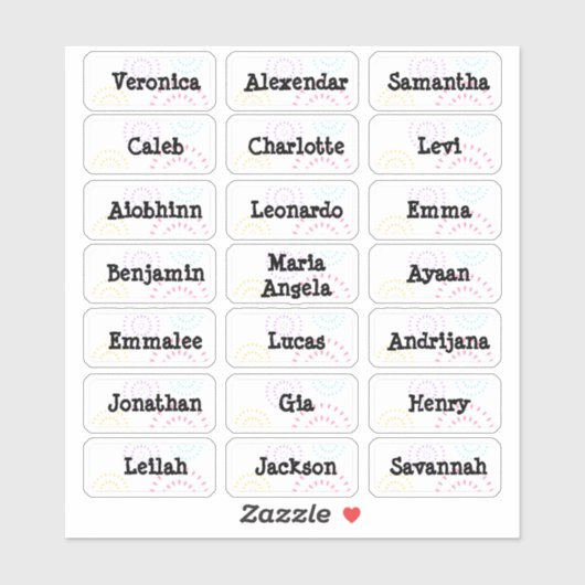 Vuurwerk Meerdere naamstickers Sticker (Vel)