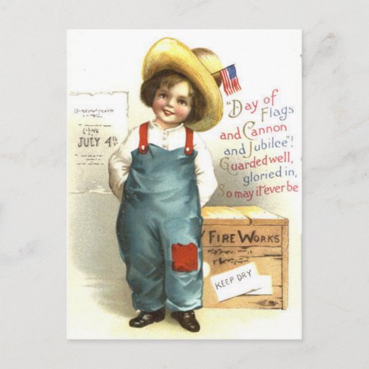Vuurwerk met Amerikaanse vlag op 4 juli Briefkaart (Voorkant)