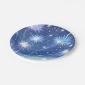 vuurwerk met blauwe Waterverf | Oudejaarsfeest Papieren Bordje (Gekanteld)