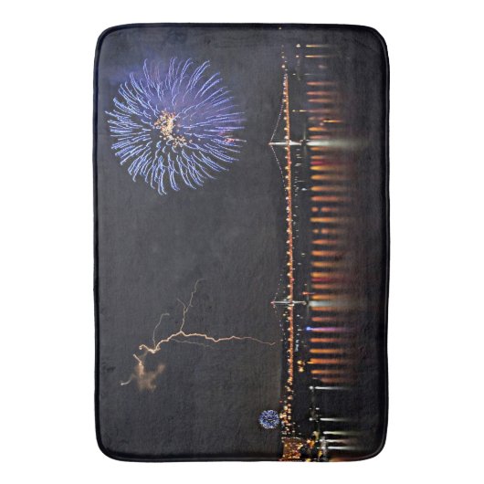 Vuurwerk met bliksem badmat (Voorkant Verticaal)