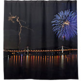 Vuurwerk met bliksem douchegordijn (Voorkant)