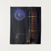 Vuurwerk met bliksem wandkleed (Voorkant)