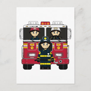 Vuurwerk met Briefkaart van de brandweermotor