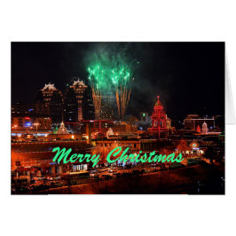 Vuurwerk met kerst in Kansas City Plaza lights