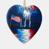 vuurwerk met rode, witte en blauwe kleur keramisch ornament (Rechts)