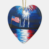 vuurwerk met rode, witte en blauwe kleur keramisch ornament (Links)