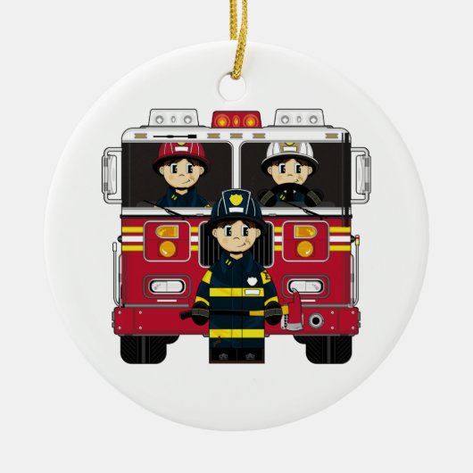 Vuurwerk met vuurmotorversiering keramisch ornament (Voorkant)