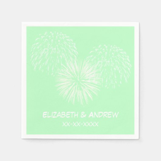 Vuurwerk, Mint-achtergrond, naam Monogram Servetten (Voorkant)