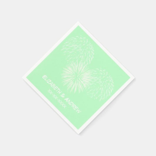 Vuurwerk, Mint-achtergrond, naam Monogram Servetten (Hoek)
