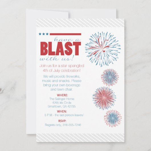 Vuurwerk Modern 4e juli partijuitnodiging Kaart (Voorkant)