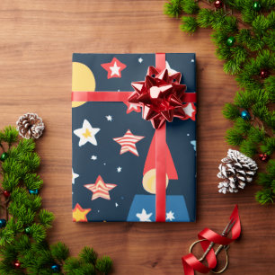 Vuurwerk Nachtelijke Stadssilhouet Cadeaupapier