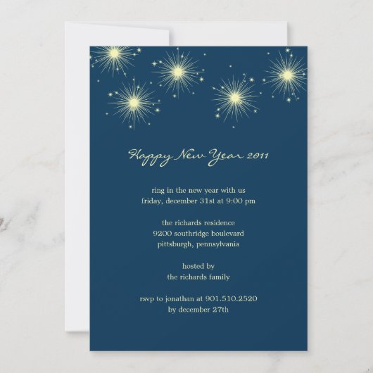 Vuurwerk nieuw jaar Uitnodigingen Eve Party (Voorkant)