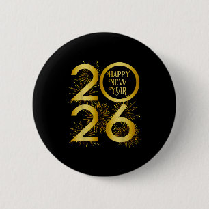 Vuurwerk Nieuwjaar 2026 - Gelukkig Nieuwjaar 2026 Ronde Button 5,7 Cm