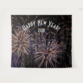 Vuurwerk Nieuwjaar Foto Booth Achtergrondbanner Wandkleed