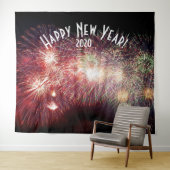 Vuurwerk Nieuwjaar Rood Fotobooth Achtergrond Wandkleed (In Situ (horizontaal))