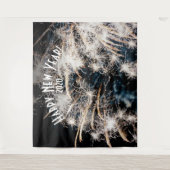 Vuurwerk Nieuwjaar Wit Fotohokje Achtergrond Wandkleed (Voorkant)