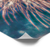Vuurwerk Onafhankelijkheidsdag Blauwgroen op 4 jul Poster (Hoek)