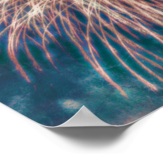 Vuurwerk Onafhankelijkheidsdag Blauwgroen op 4 jul Poster (Hoek)