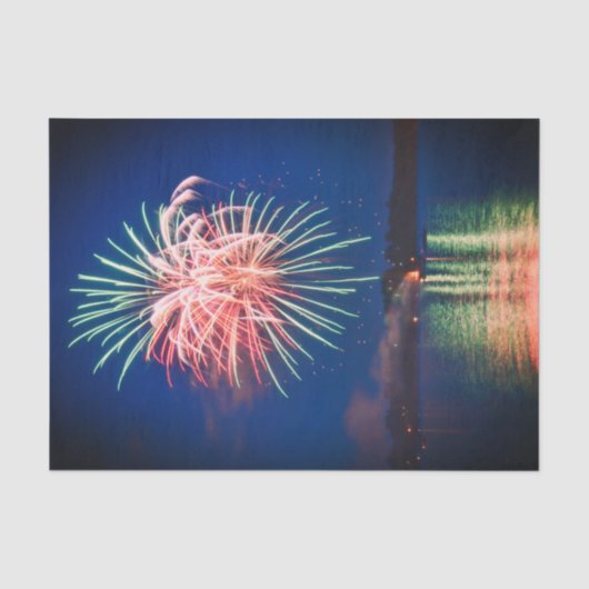 Vuurwerk Onafhankelijkheidsdag Kleurrijk 4 juli Tissuepapier (Voorkant)