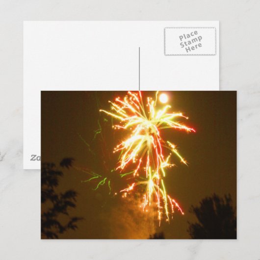 Vuurwerk onder de Volle Maan Briefkaart (Voorkant / Achterkant)