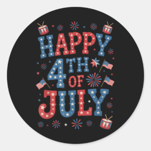 vuurwerk ons patriottische Amerikaanse trots op de Ronde Sticker