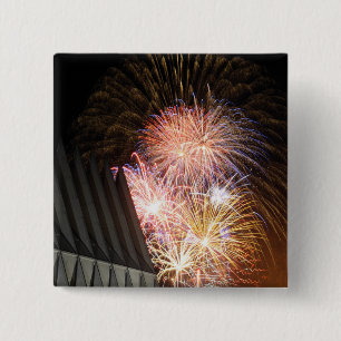 Vuurwerk ontploft vierkante button 5,1 cm