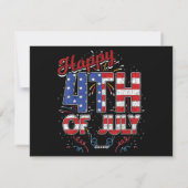 Vuurwerk op 4 juli Amerikaanse vlag op 4 juli Feestdagenkaart (Achterkant)