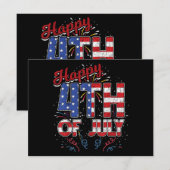 Vuurwerk op 4 juli Amerikaanse vlag op 4 juli Feestdagenkaart (Voorkant / Achterkant)
